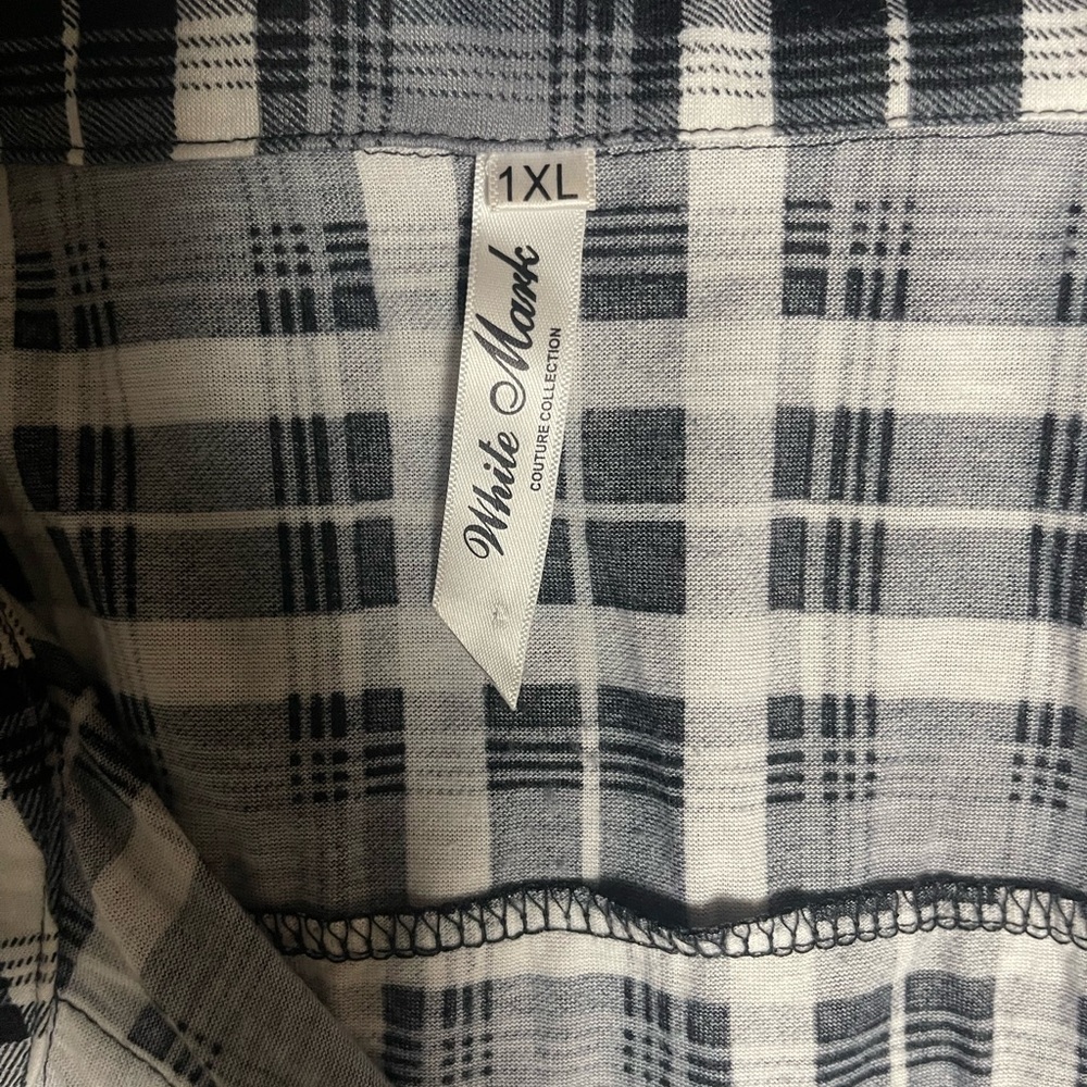 White Mark Monochrome Plaid Shirt Dress - Picture 5 of 6